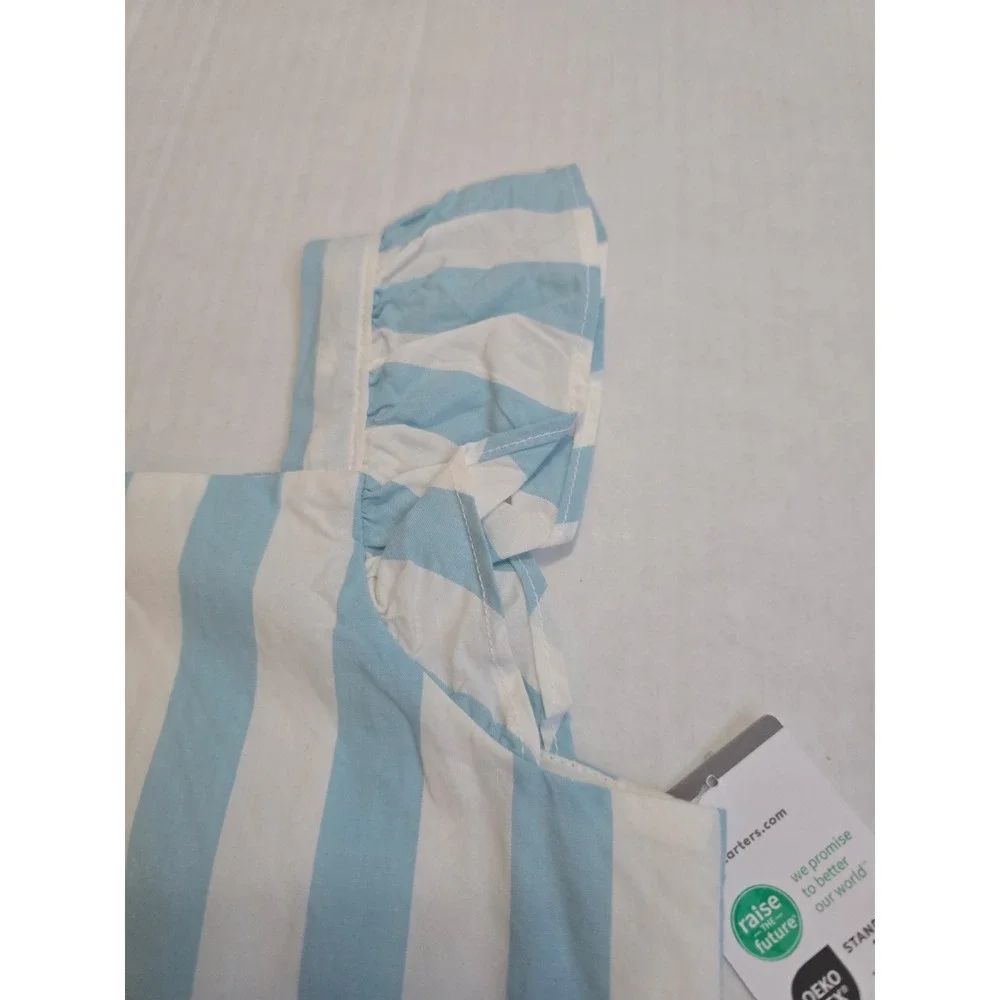 Carters Toddler Girls Blue White Striped Ruffle Strap Cotton Dress 3T NWT